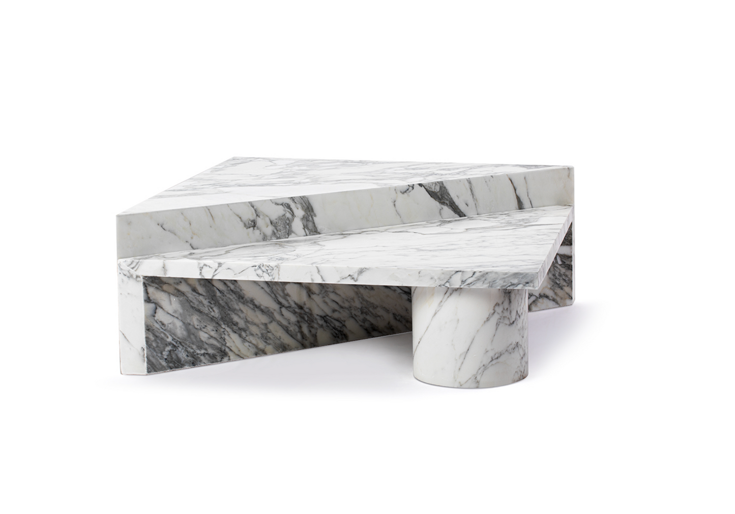 Two Piece Triangle Arabescato Marble Coffee