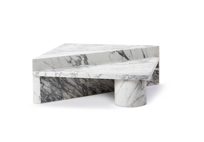 Two Piece Triangle Arabescato Marble Coffee