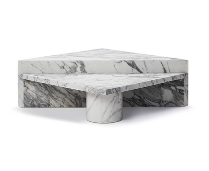 Two Piece Triangle Arabescato Marble Coffee