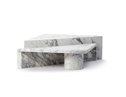 Two Piece Triangle Arabescato Marble Coffee