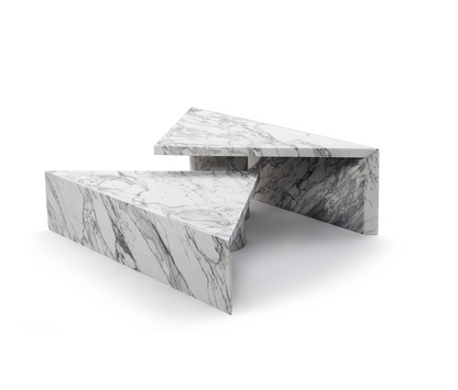 Two Piece Triangle Arabescato Marble Coffee